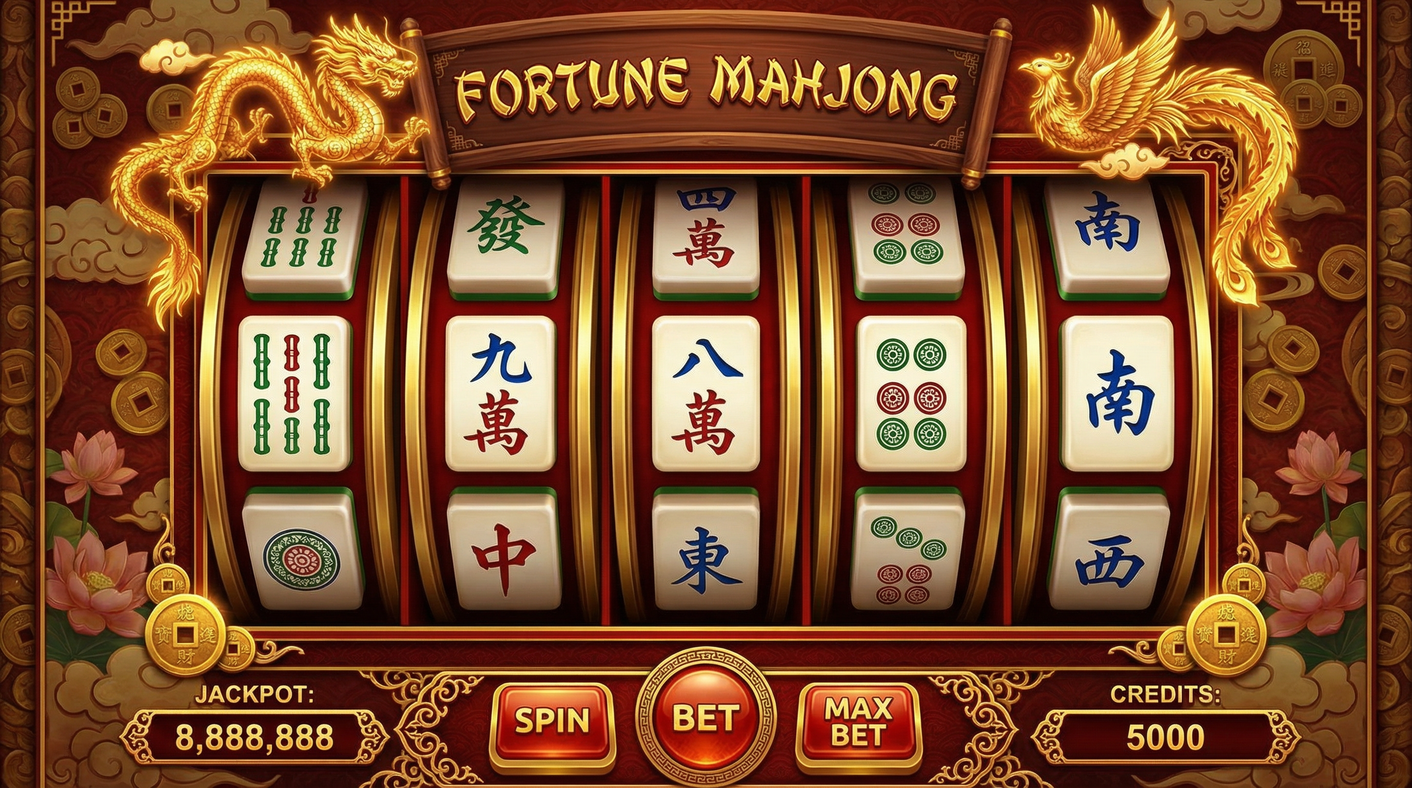 麻将胡了游戏界面展示传统中国麻将元素